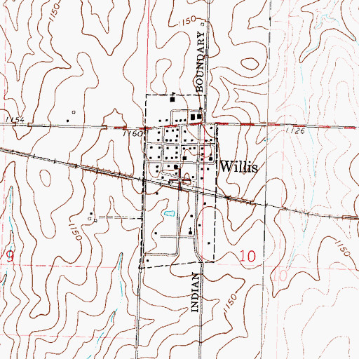 Topographic Map of City of Willis, KS