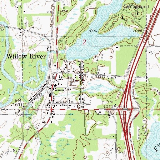 Topographic Map of City of Willow River, MN