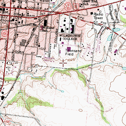 Topographic Map of City of Wilmington, OH