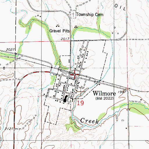 Topographic Map of City of Wilmore, KS