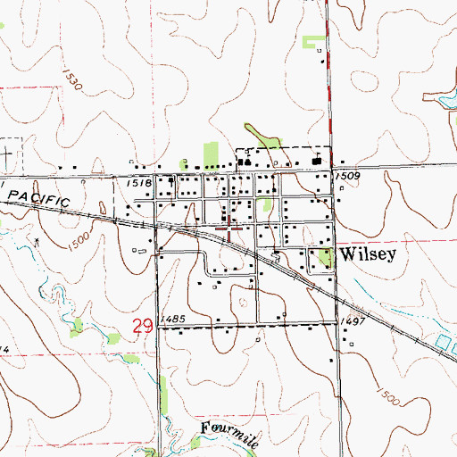 Topographic Map of City of Wilsey, KS