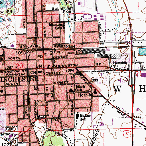 Topographic Map of City of Winchester, IN