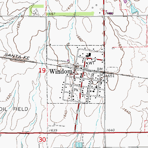 Topographic Map of City of Windom, KS