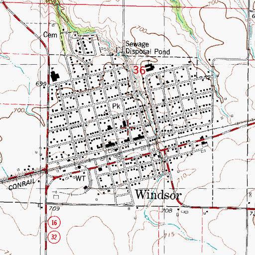 Topographic Map of City of Windsor, IL