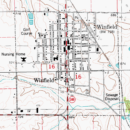 Topographic Map of City of Winfield, IA