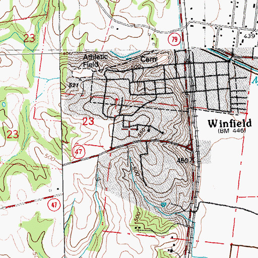 Topographic Map of City of Winfield, MO