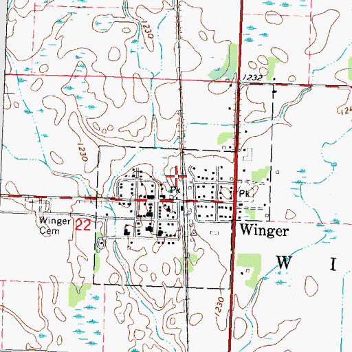 Topographic Map of City of Winger, MN