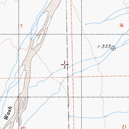 Topographic Map of Browns Wash, CA