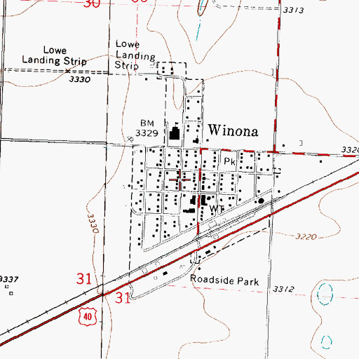 Topographic Map of City of Winona, KS
