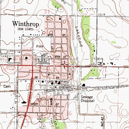 Topographic Map of City of Winthrop, MN