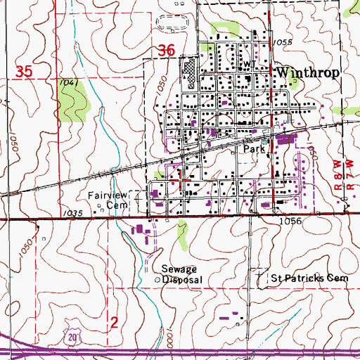Topographic Map of City of Winthrop, IA