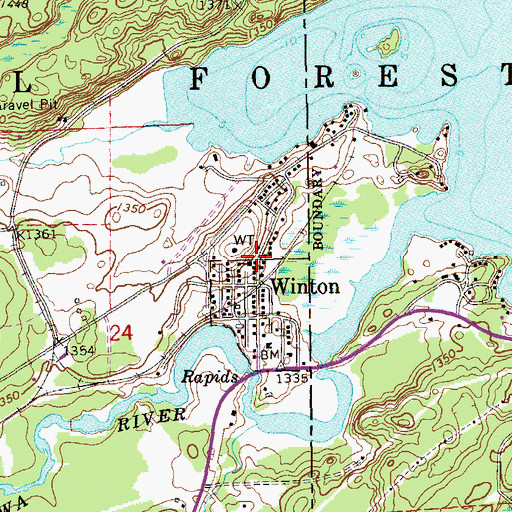 Topographic Map of City of Winton, MN
