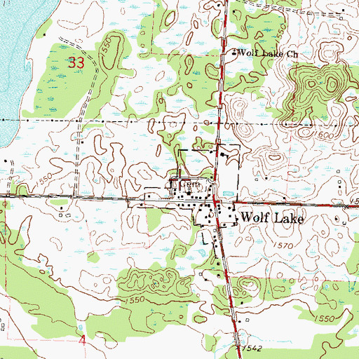 Topographic Map of City of Wolf Lake, MN