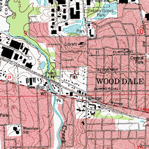 Topographic Map of City of Wood Dale, IL