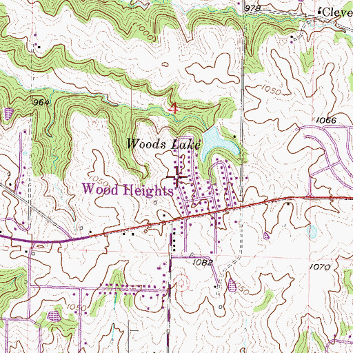Topographic Map of City of Wood Heights, MO