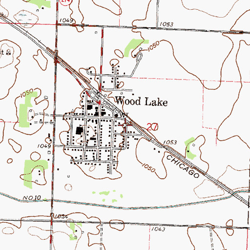 Topographic Map of City of Wood Lake, MN