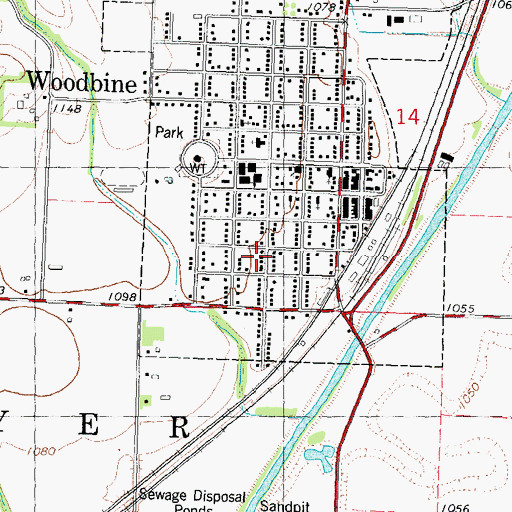 Topographic Map of City of Woodbine, IA