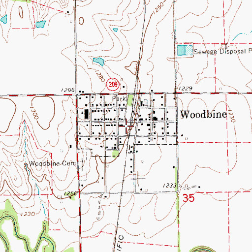 Topographic Map of City of Woodbine, KS