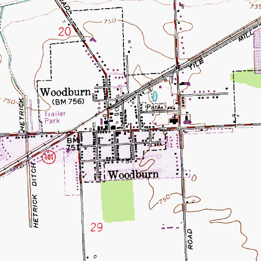 Topographic Map of City of Woodburn, IN