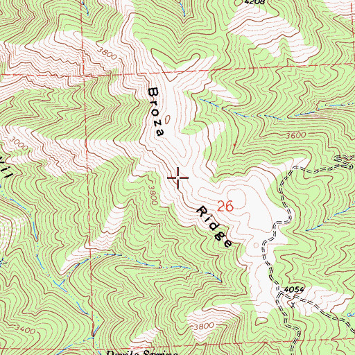 Topographic Map of Broza Ridge, CA