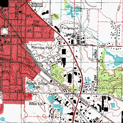 Topographic Map of City of Woodstock, IL