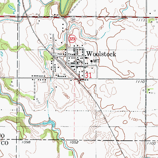 Topographic Map of City of Woolstock, IA