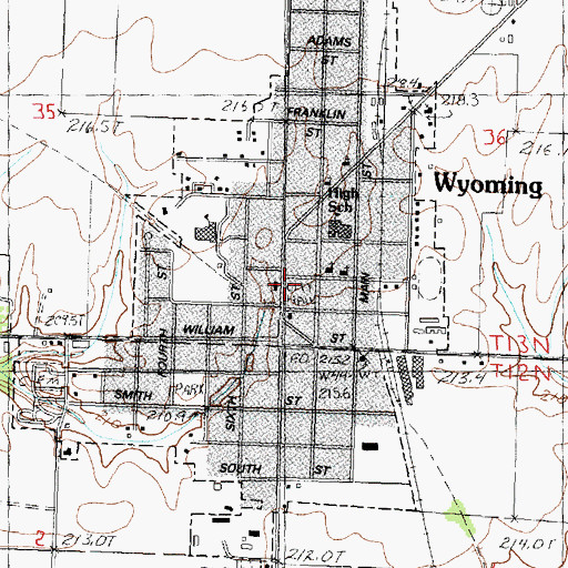 Topographic Map of City of Wyoming, IL
