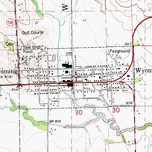 Topographic Map of City of Wyoming, IA