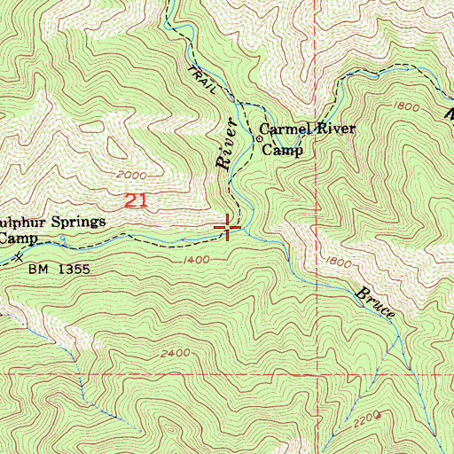 Topographic Map of Bruce Fork, CA