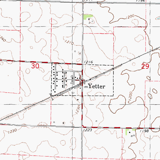 Topographic Map of City of Yetter, IA