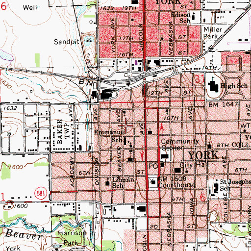 Topographic Map of City of York, NE