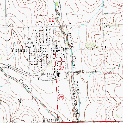 Topographic Map of City of Yutan, NE