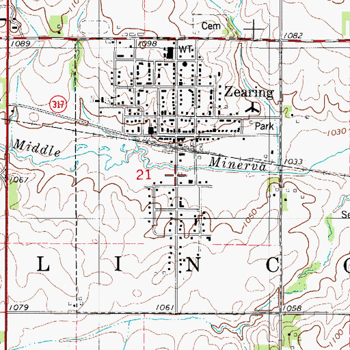Topographic Map of City of Zearing, IA