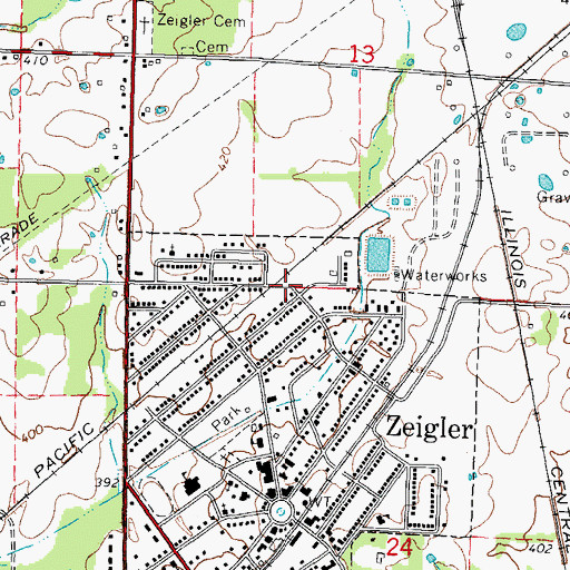 Topographic Map of City of Zeigler, IL