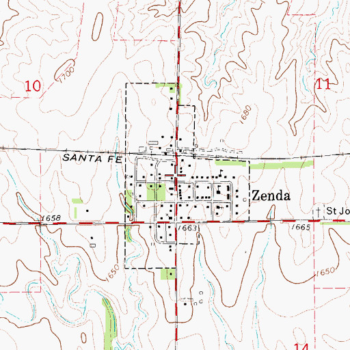 Topographic Map of City of Zenda, KS