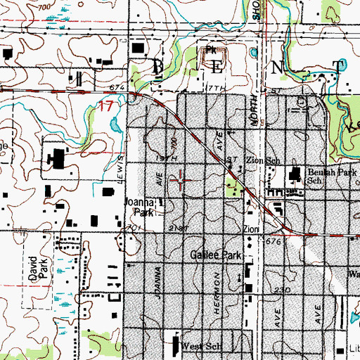 Topographic Map of City of Zion, IL