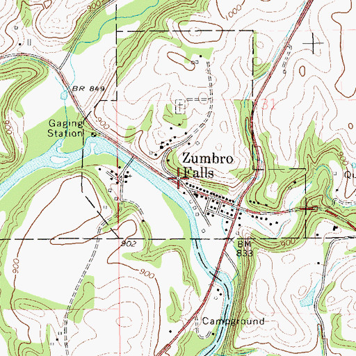 Topographic Map of City of Zumbro Falls, MN