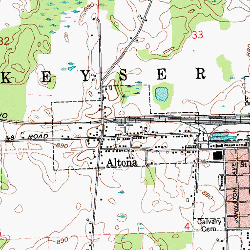 Topographic Map of Town of Altona, IN