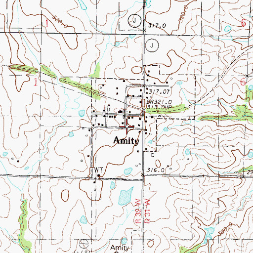 Topographic Map of Town of Amity, MO