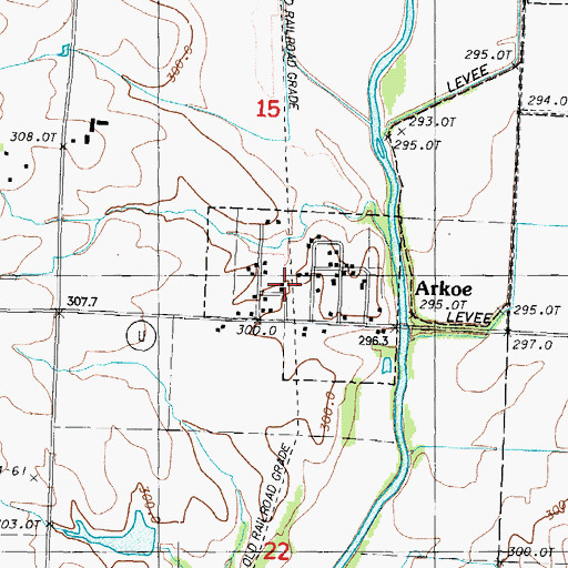 Topographic Map of Town of Arkoe, MO