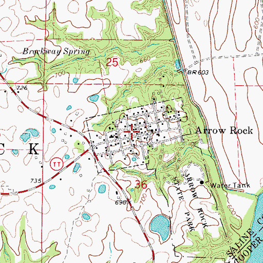 Topographic Map of Town of Arrow Rock, MO