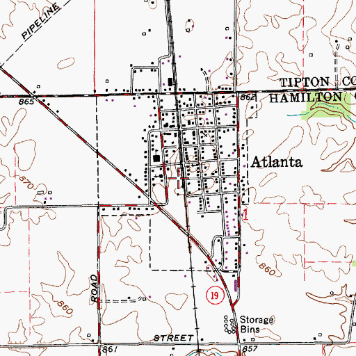 Topographic Map of Town of Atlanta, IN