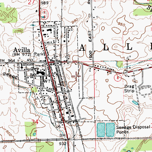 Topographic Map of Town of Avilla, IN
