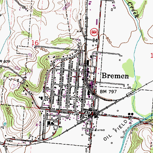 Topographic Map of Village of Bremen, OH