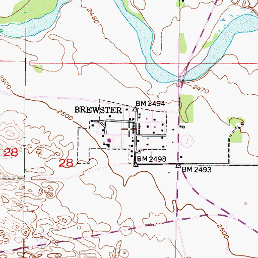 Topographic Map of Village of Brewster, NE