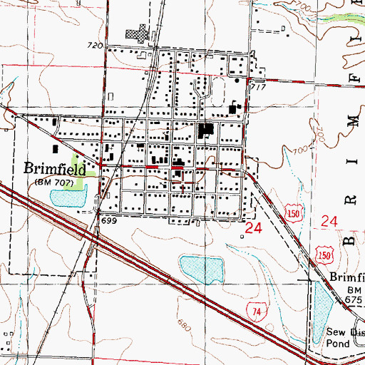 Topographic Map of Village of Brimfield, IL