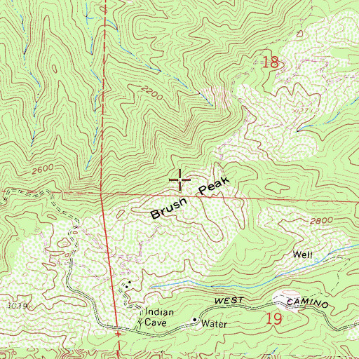 Topographic Map of Brush Peak, CA