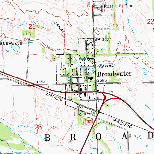 Topographic Map of Village of Broadwater, NE