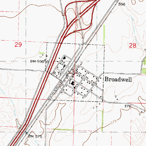 Topographic Map of Village of Broadwell, IL