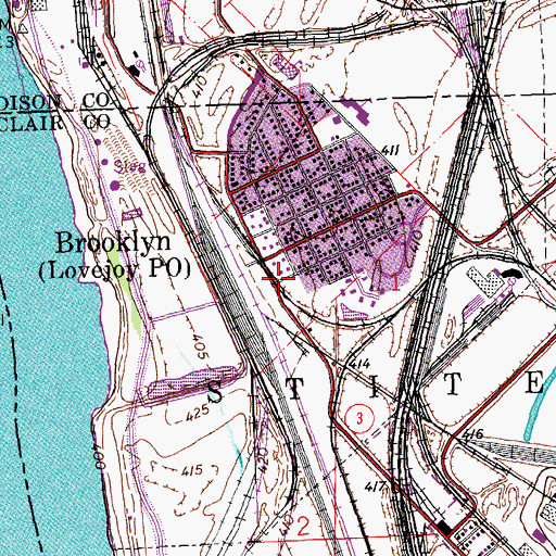 Topographic Map of Village of Brooklyn, IL